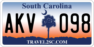 SC license plate AKV098