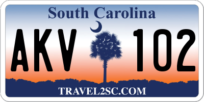 SC license plate AKV102