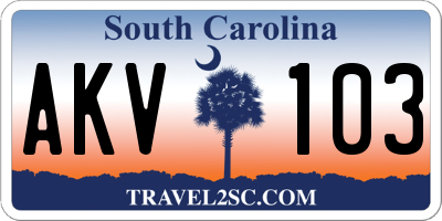 SC license plate AKV103