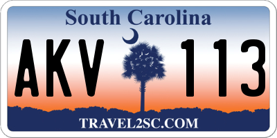 SC license plate AKV113