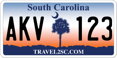 SC license plate AKV123