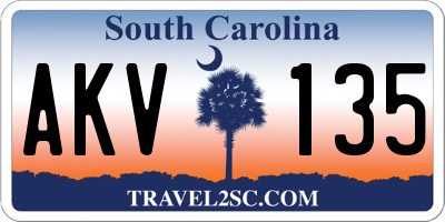 SC license plate AKV135
