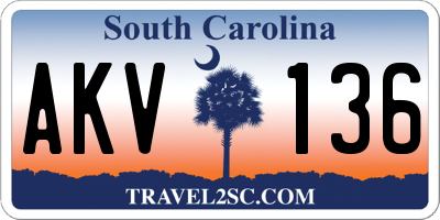 SC license plate AKV136