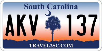SC license plate AKV137