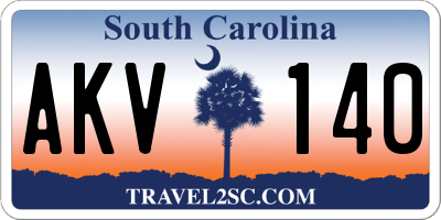 SC license plate AKV140