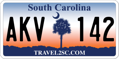 SC license plate AKV142