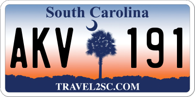 SC license plate AKV191