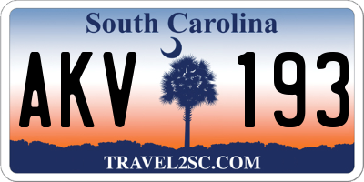 SC license plate AKV193