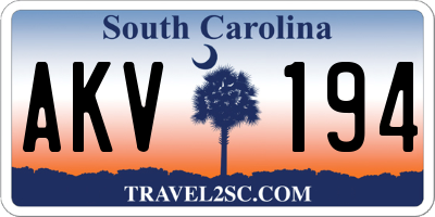 SC license plate AKV194