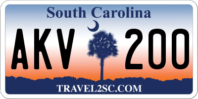 SC license plate AKV200