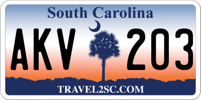 SC license plate AKV203
