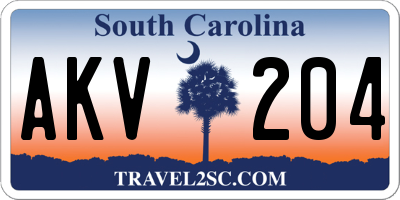 SC license plate AKV204
