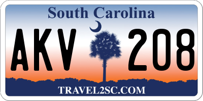 SC license plate AKV208