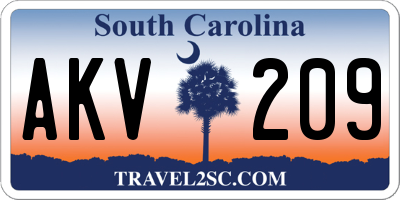 SC license plate AKV209