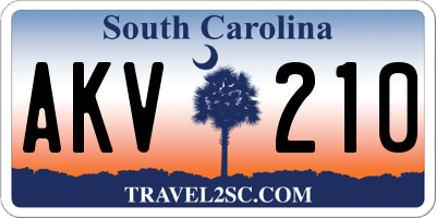 SC license plate AKV210