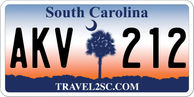 SC license plate AKV212