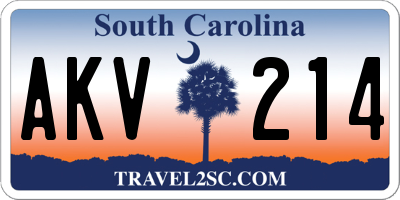 SC license plate AKV214