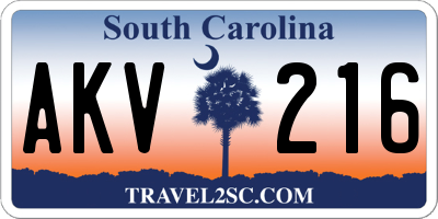 SC license plate AKV216