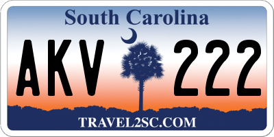 SC license plate AKV222