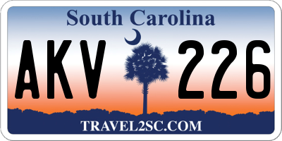 SC license plate AKV226