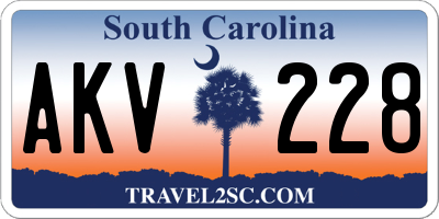 SC license plate AKV228