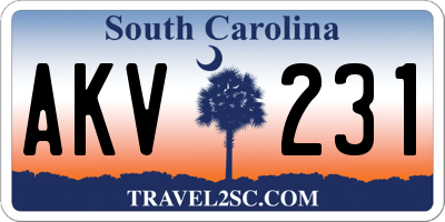 SC license plate AKV231