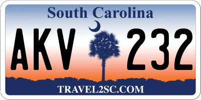 SC license plate AKV232