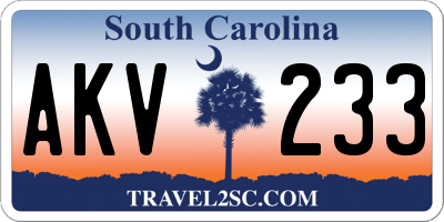 SC license plate AKV233