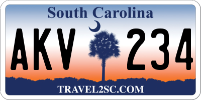 SC license plate AKV234