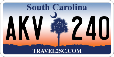 SC license plate AKV240