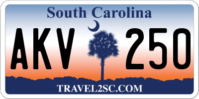 SC license plate AKV250