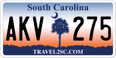 SC license plate AKV275