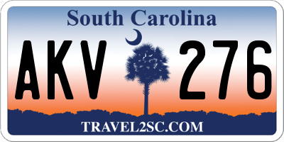 SC license plate AKV276