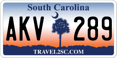 SC license plate AKV289
