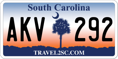 SC license plate AKV292
