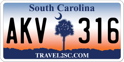 SC license plate AKV316
