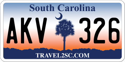 SC license plate AKV326