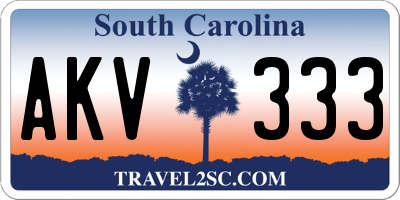 SC license plate AKV333