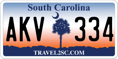 SC license plate AKV334