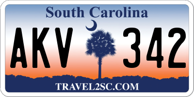 SC license plate AKV342