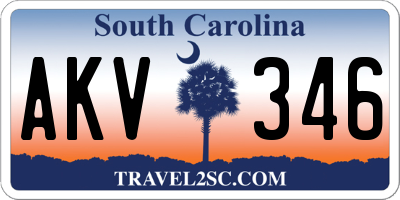 SC license plate AKV346