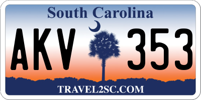 SC license plate AKV353