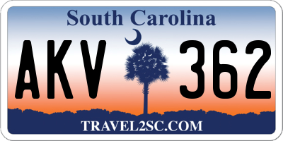 SC license plate AKV362