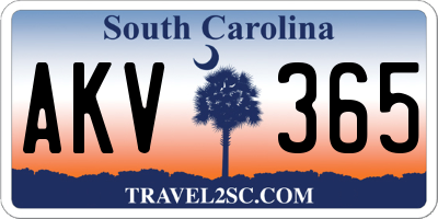 SC license plate AKV365