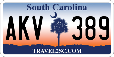 SC license plate AKV389