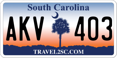SC license plate AKV403