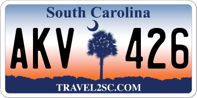 SC license plate AKV426
