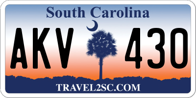 SC license plate AKV430