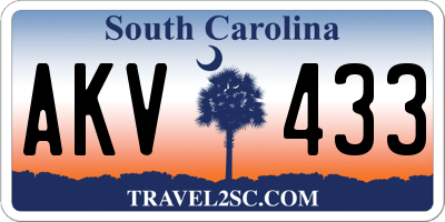 SC license plate AKV433