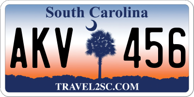SC license plate AKV456